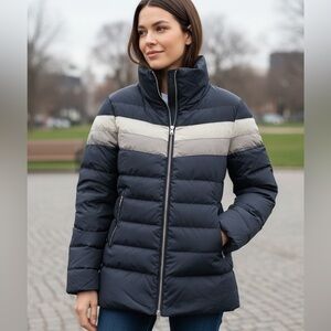 TOKYO LAUNDRY Stylish Navy and Gray Puffer Jacket
